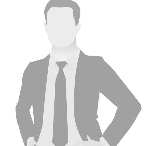 Default placeholder businessman half-length portrait photo avatar. Man gray color